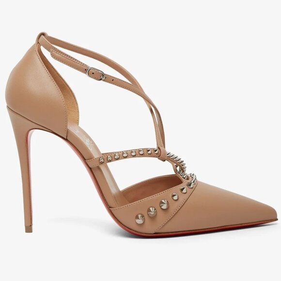 Christian Louboutin TATOOSHKA SPIKES PUMP 100 Leather Strappy Heels Shoes - Picture 1 of 15